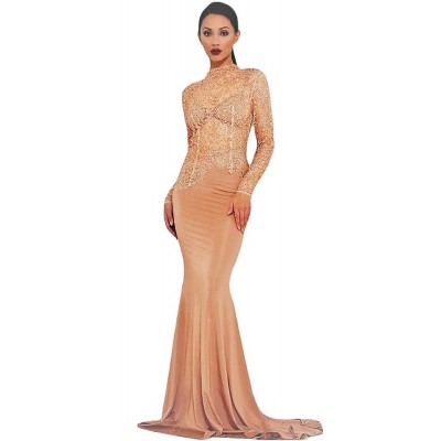 'Aalaida' nude sequin gown with open back